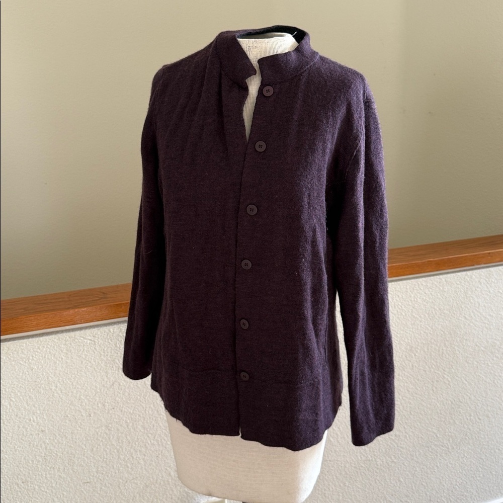 Eileen Fisher merino wool purple  Knit cardigan sweater size small - Picture 5 of 10